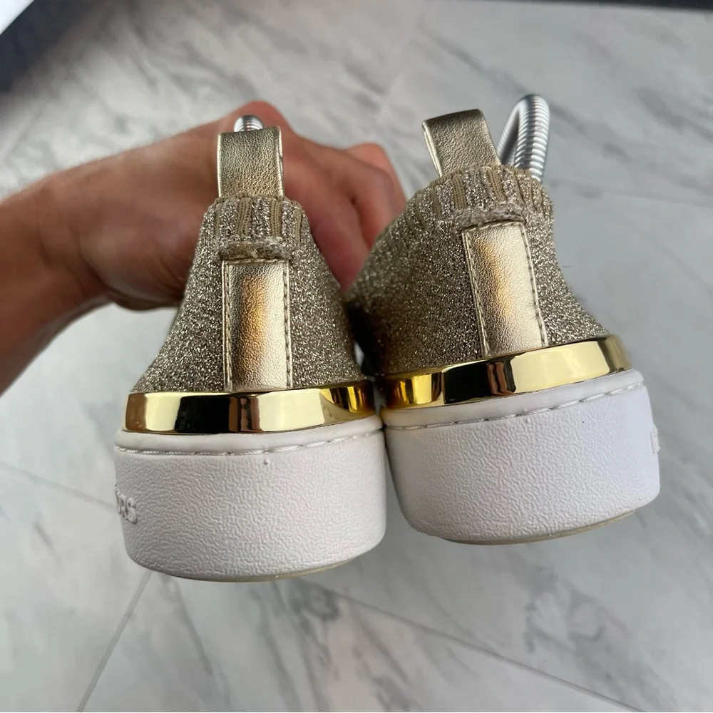 •Michael kors gold glitter slip on sneaker shoes women’s size 8.5_9